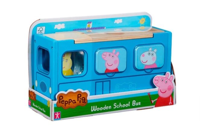 Attīstošā rotaļlieta-sortieris Pepas sivēna skolas Autobus Peppa Pig Wooden School Bus