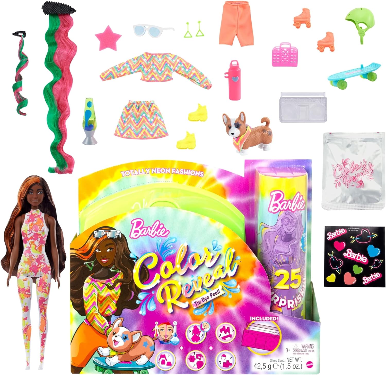 Barbie Color Reveal Neon Tie-Dye + 25 Surprises HCD25 Lelle