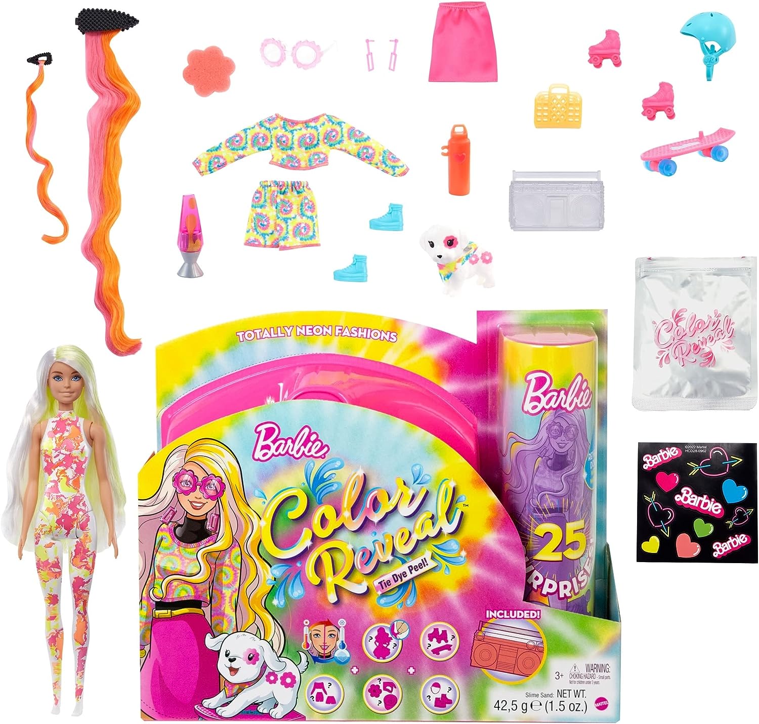 Barbie Color Reveal Neon Tie-Dye + 25 Surprises HCD25 Lelle