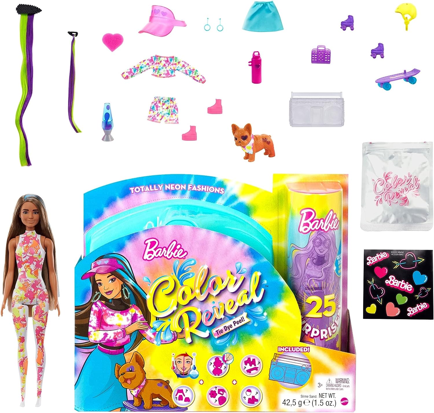 Barbie Color Reveal Neon Tie-Dye + 25 Surprises HCD25 Lelle