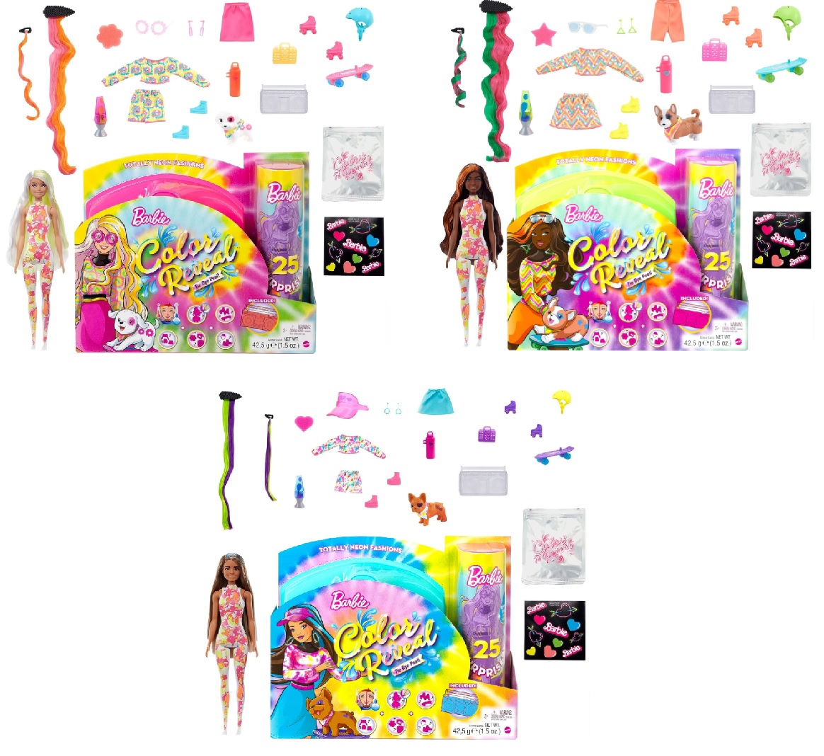 Barbie Color Reveal Neon Tie-Dye + 25 Surprises HCD25 Lelle