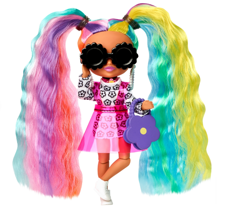 Barbie Extra Mini Doll lelle Daisy Rainbow Pigtails HHF82