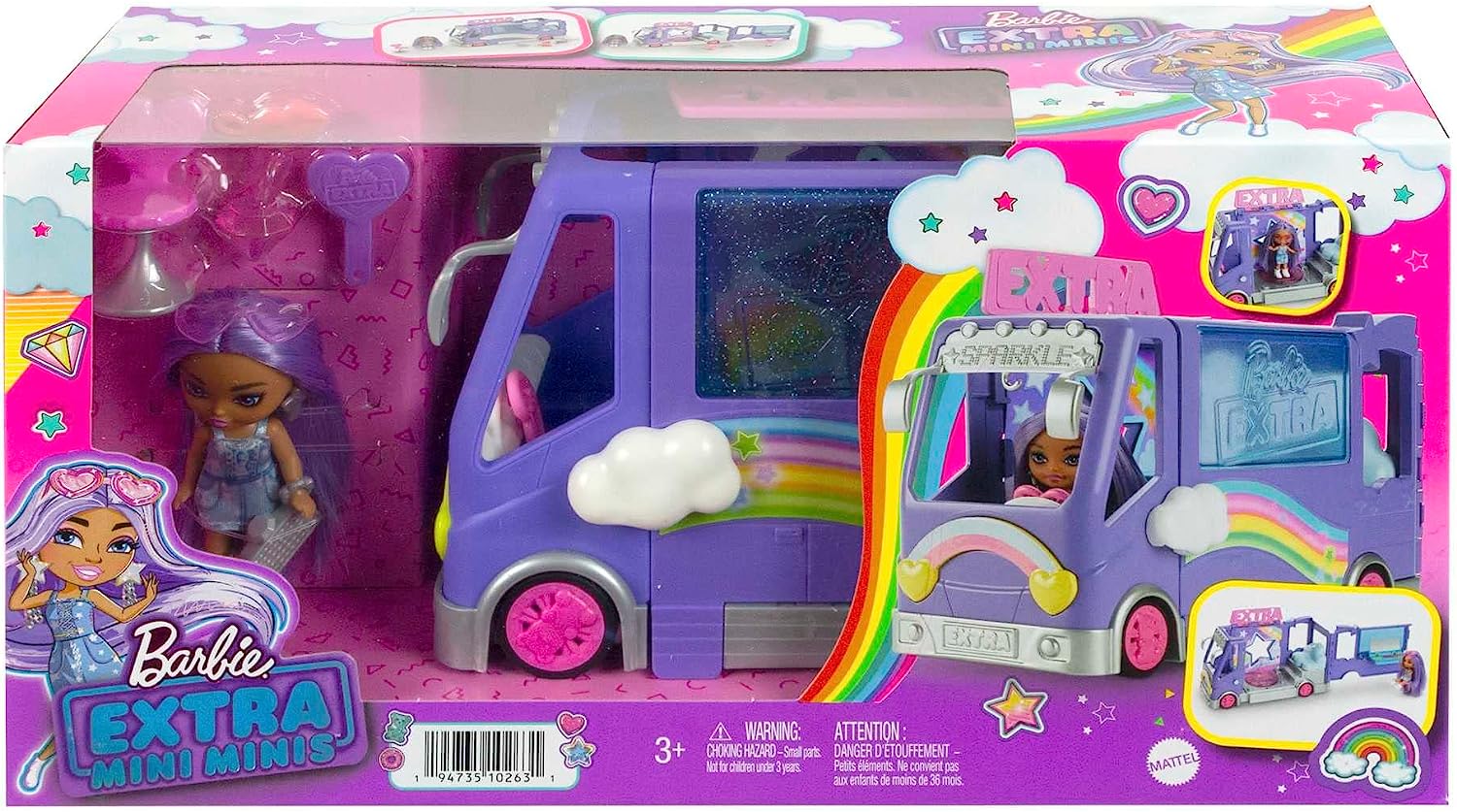 Barbie Extra Mini Mini Doll + Tour Bus HKF84 Автобус + мини кукла