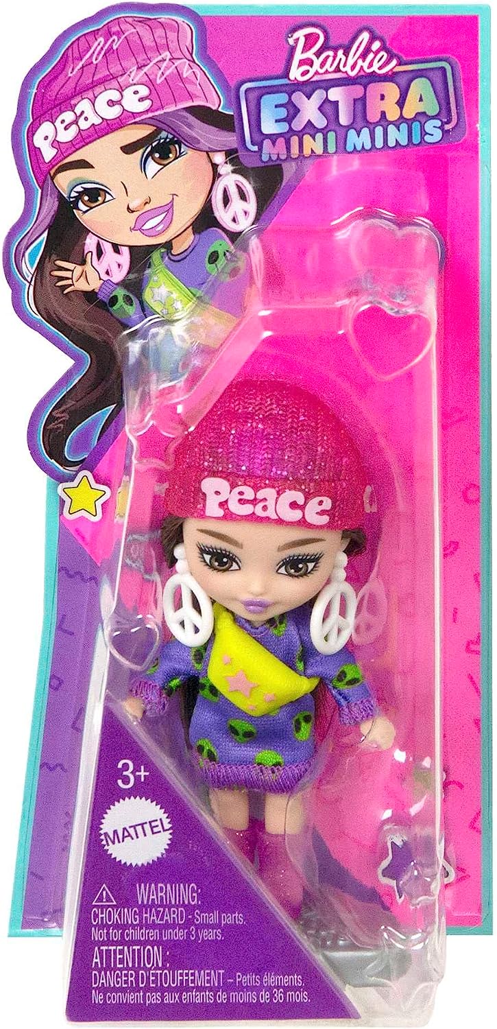 Barbie Extra Mini Minis Brunette Alien Print HLN46 Lelle