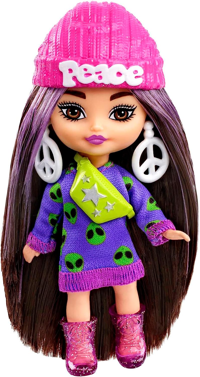 Barbie Extra Mini Minis Brunette Alien Print HLN46 Kукла