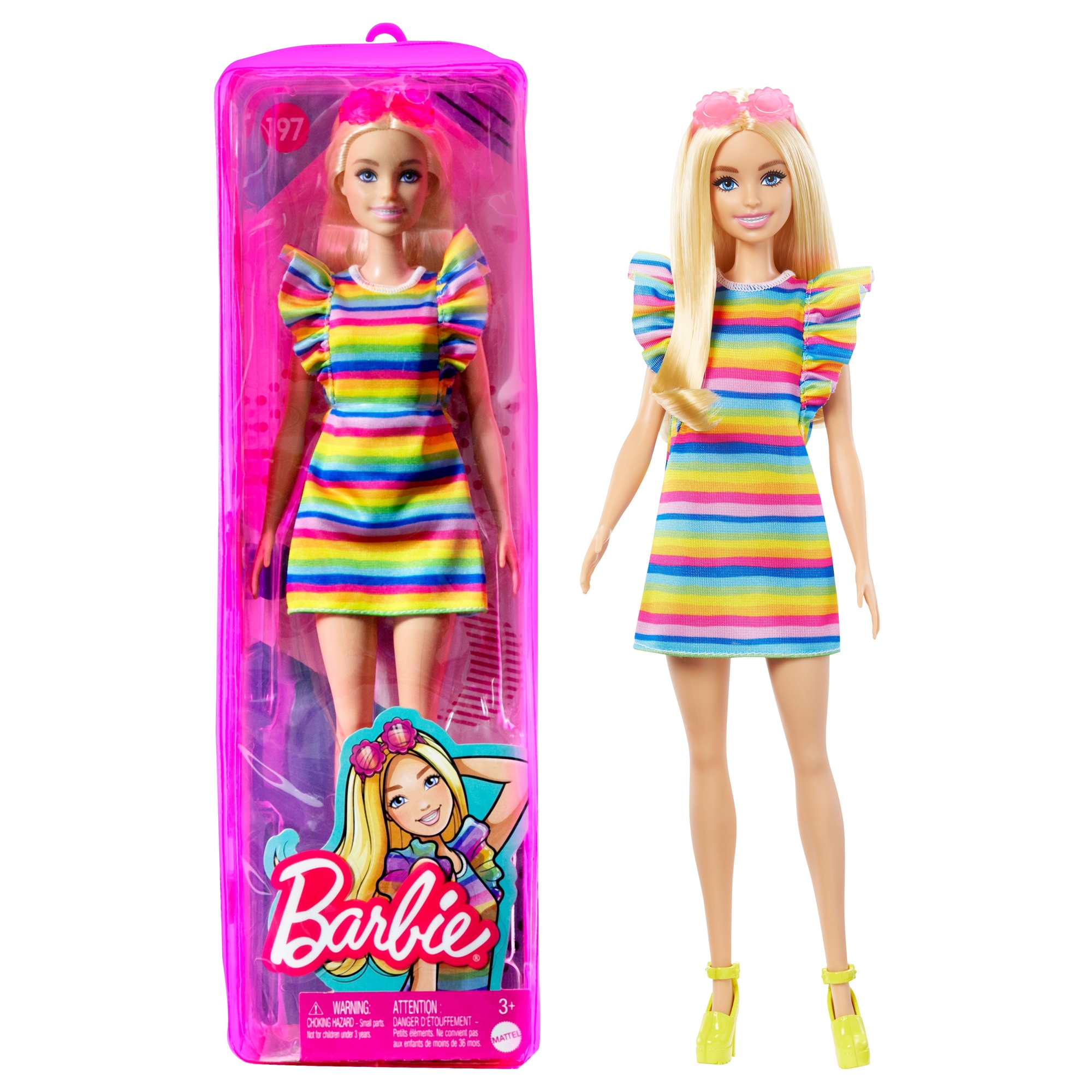 Barbie Fashionistas Doll Asst. Tiered Dress and Braces HPF73 Kукла