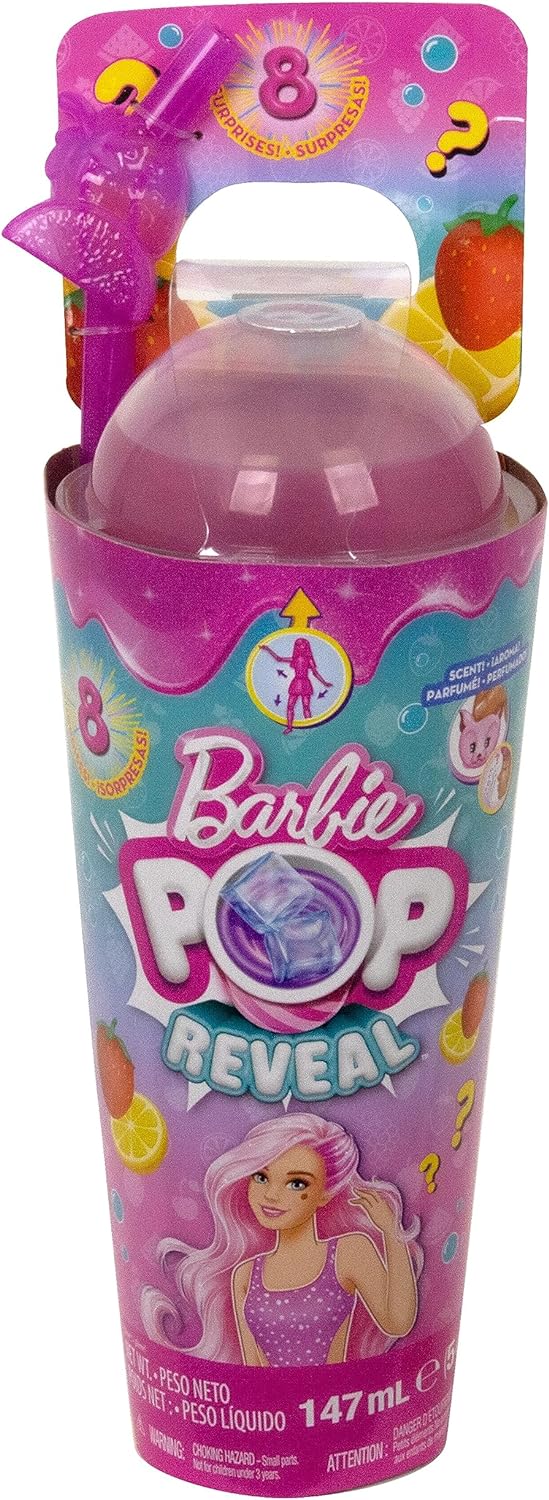 Barbie Pop Reveal Fruit Strawberry Lemonade + 8 Surprises Lelle + Krūze