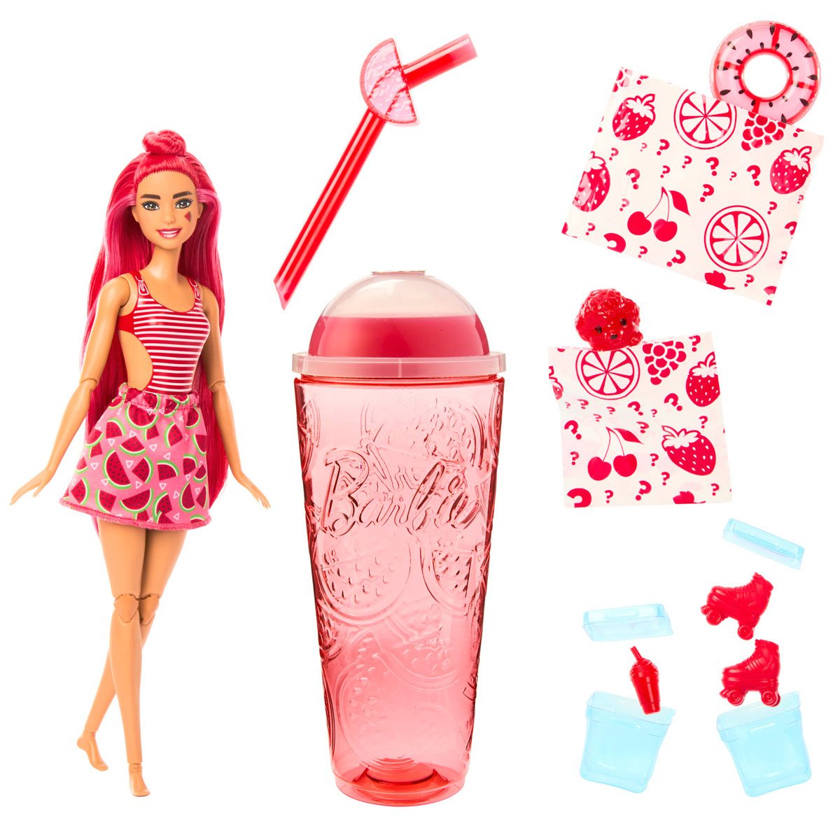 Barbie Pop Reveal Fruit Watermelon + 8 Surprises Lelle + Krūze