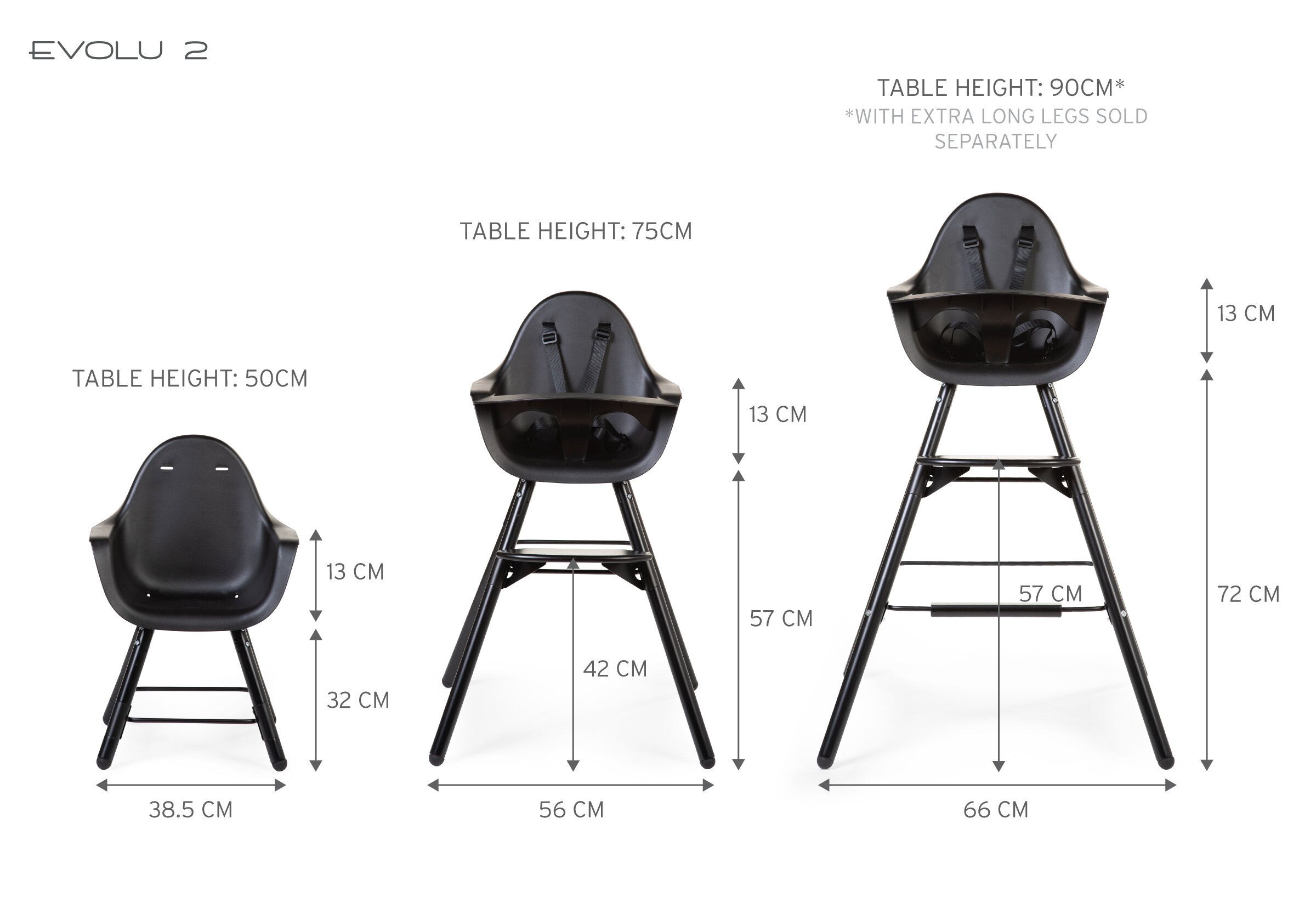 Стульчик для кормления 2в1 Childhome Evolu 2 Black