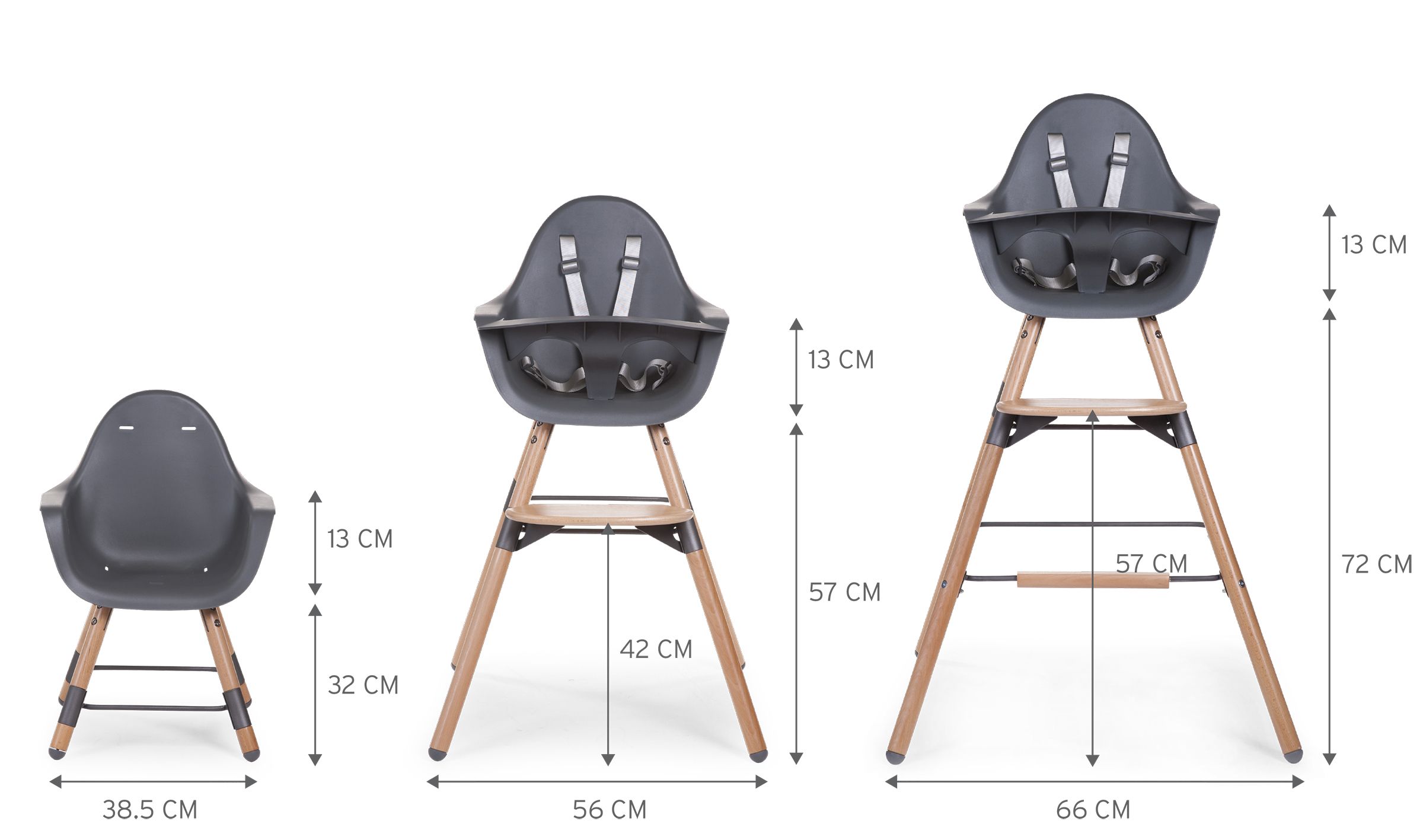 Стульчик для кормления 2in1 Childhome Evolu 2 Natural Anthracite