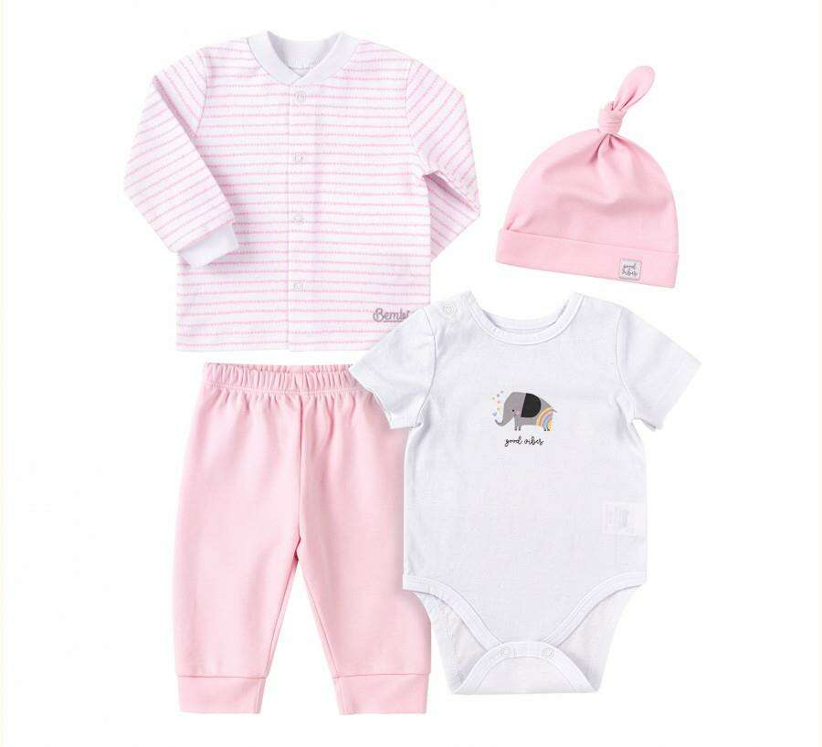 Bembi Baby Set pink Bērnu komplekts no 4 daļām