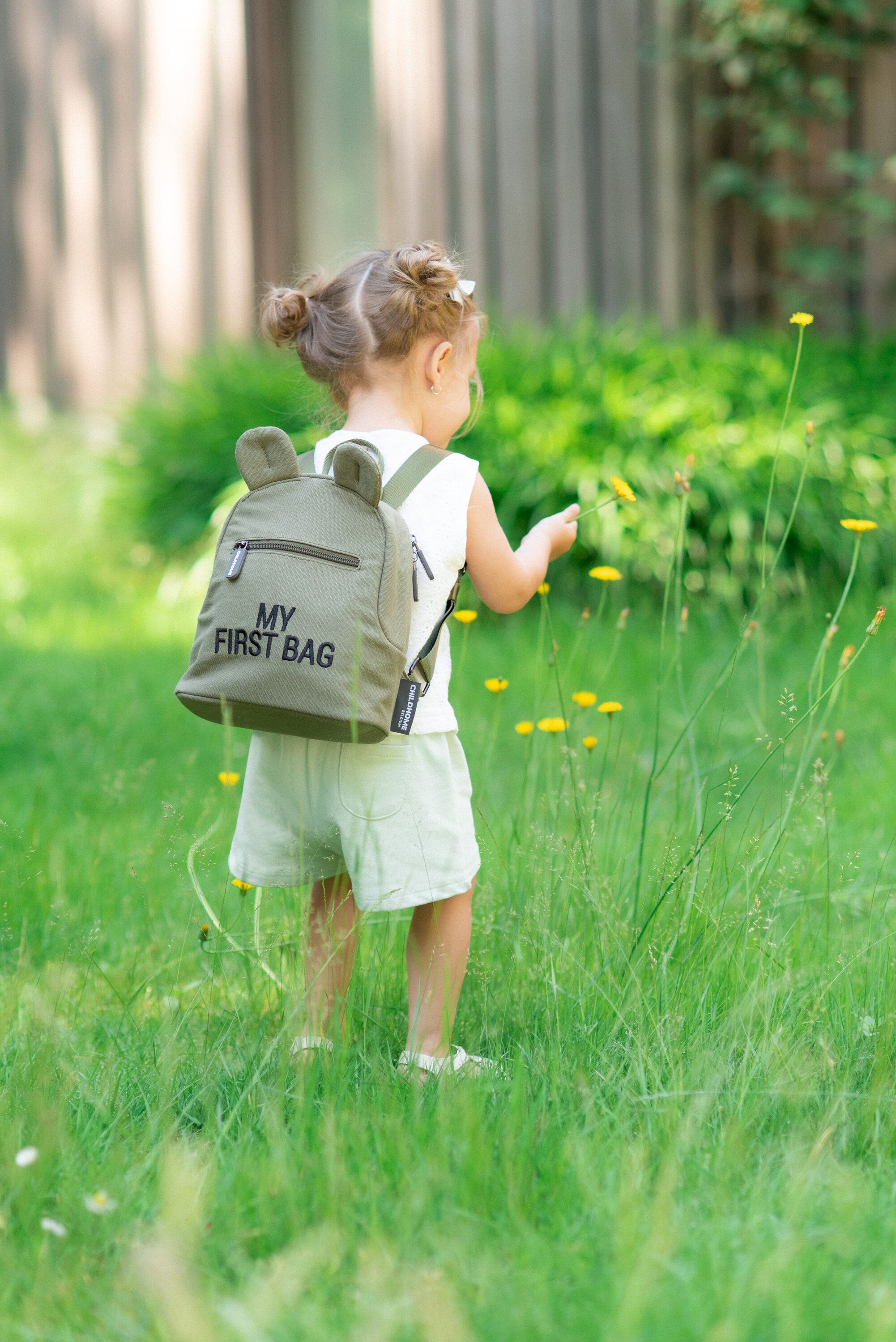 Bērnu mugursoma Childhome My First Bag Canvas Khaki