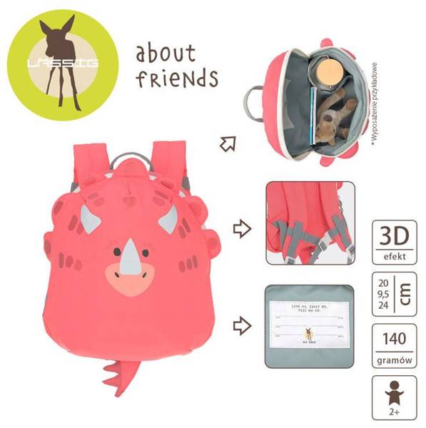 Детский рюкзак LASSIG About Friends Mini Dinozaur pink