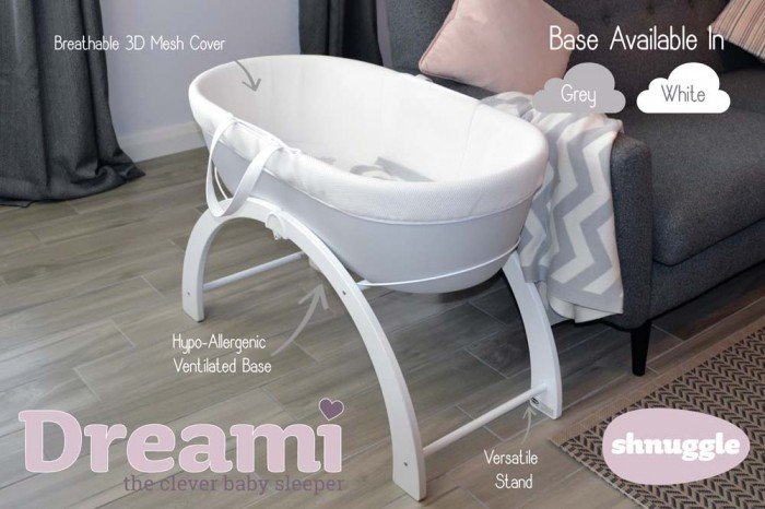 Детская корзина-колыбель Shnuggle Dreami white 2in1