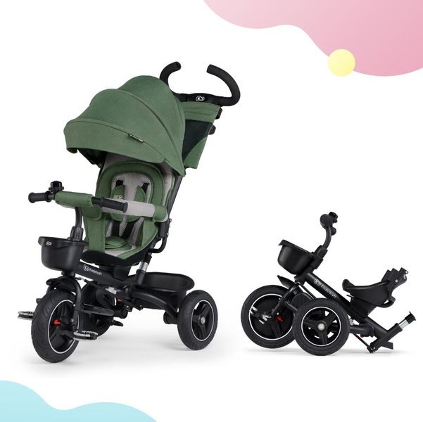 Детский трехколесный велосипед Kinderkraft Spinstep 5in1 Platinum green