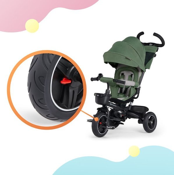 Детский трехколесный велосипед Kinderkraft Spinstep 5in1 Platinum green