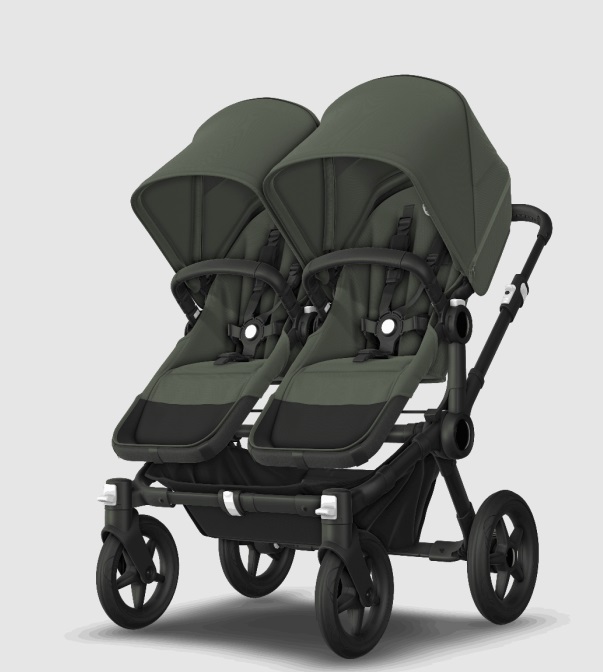 Bugaboo Donkey 5 TWIN Forest Green Black frame Dvīņu rati Transformeris 2in1