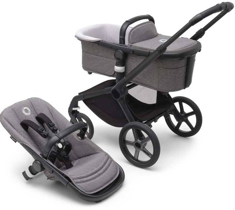 Bugaboo Fox 5 Grey Melange Детская коляска 2в1 Black Pама + Kапюшон Astro Purple