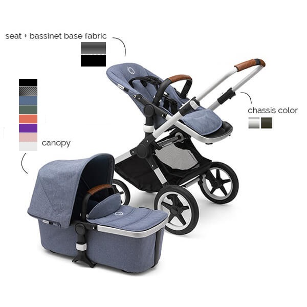 Bugaboo Fox 5 Grey Melange Детская коляска 2в1 Black Pама + Kапюшон Astro Purple