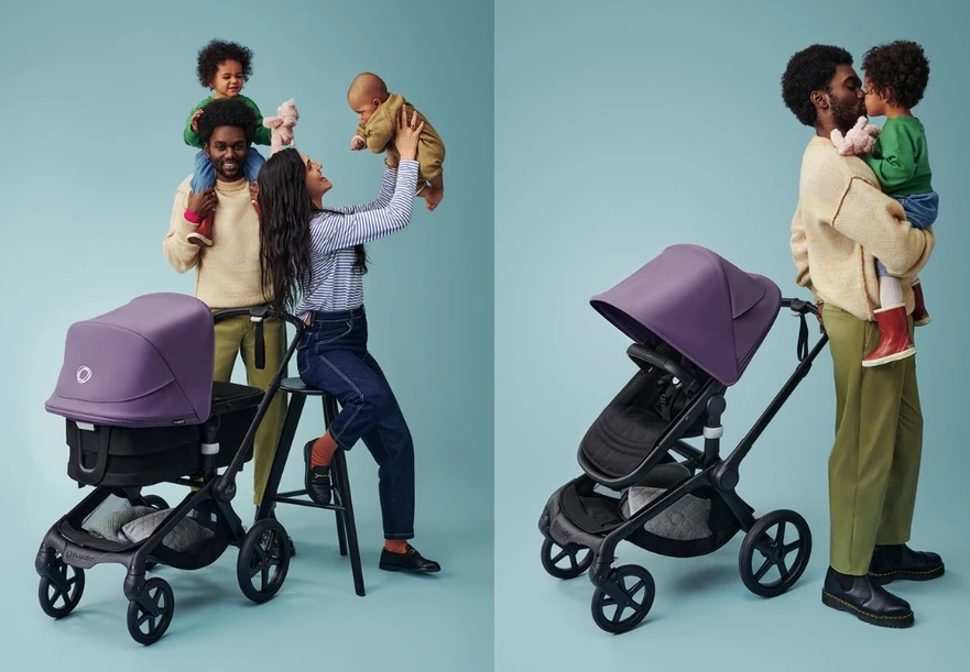 Bugaboo Fox 5 Grey Melange Детская коляска 2в1 Black Pама + Kапюшон Astro Purple