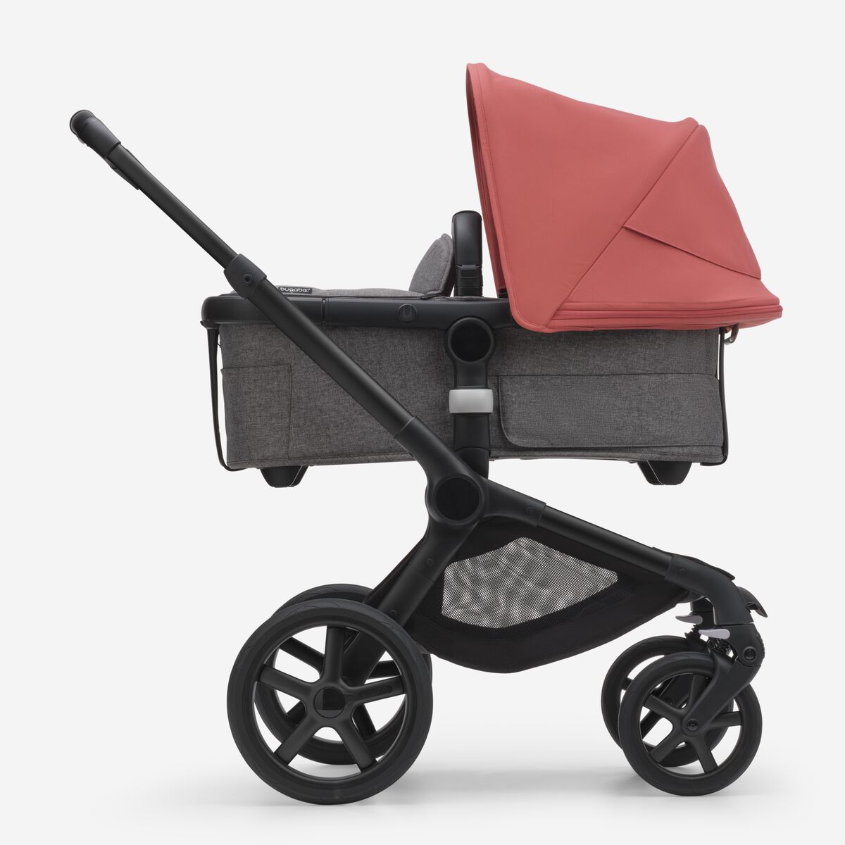 Bugaboo Fox 5 Grey Melange Bērnu rati 2in1 Black Rāmis + Jumts Sunrise Red