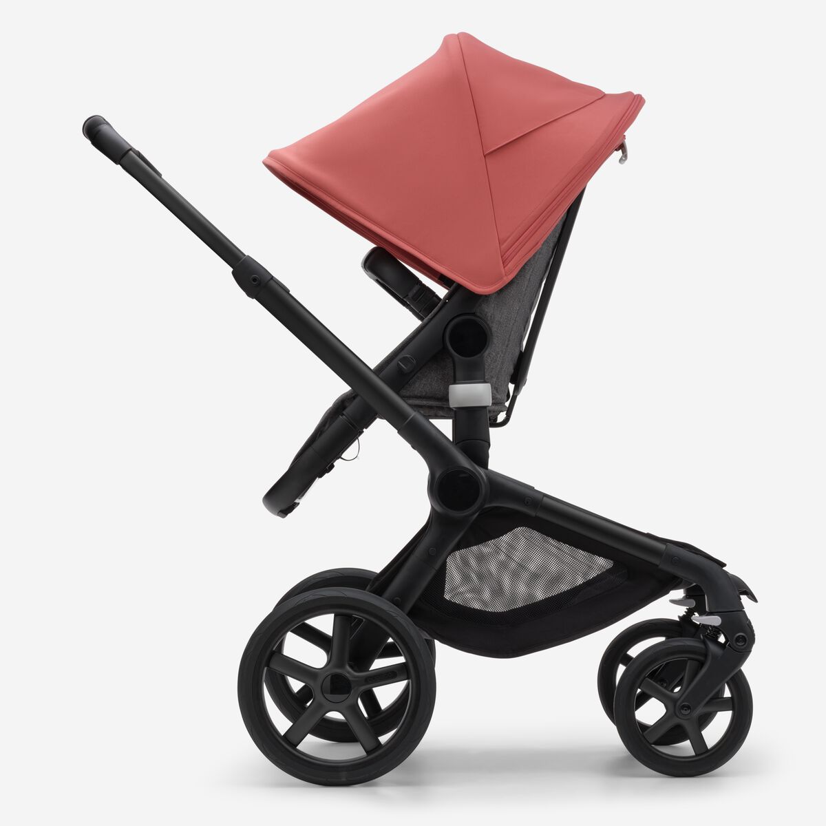 Bugaboo Fox 5 Grey Melange Bērnu rati 2in1 Black Rāmis + Jumts Sunrise Red