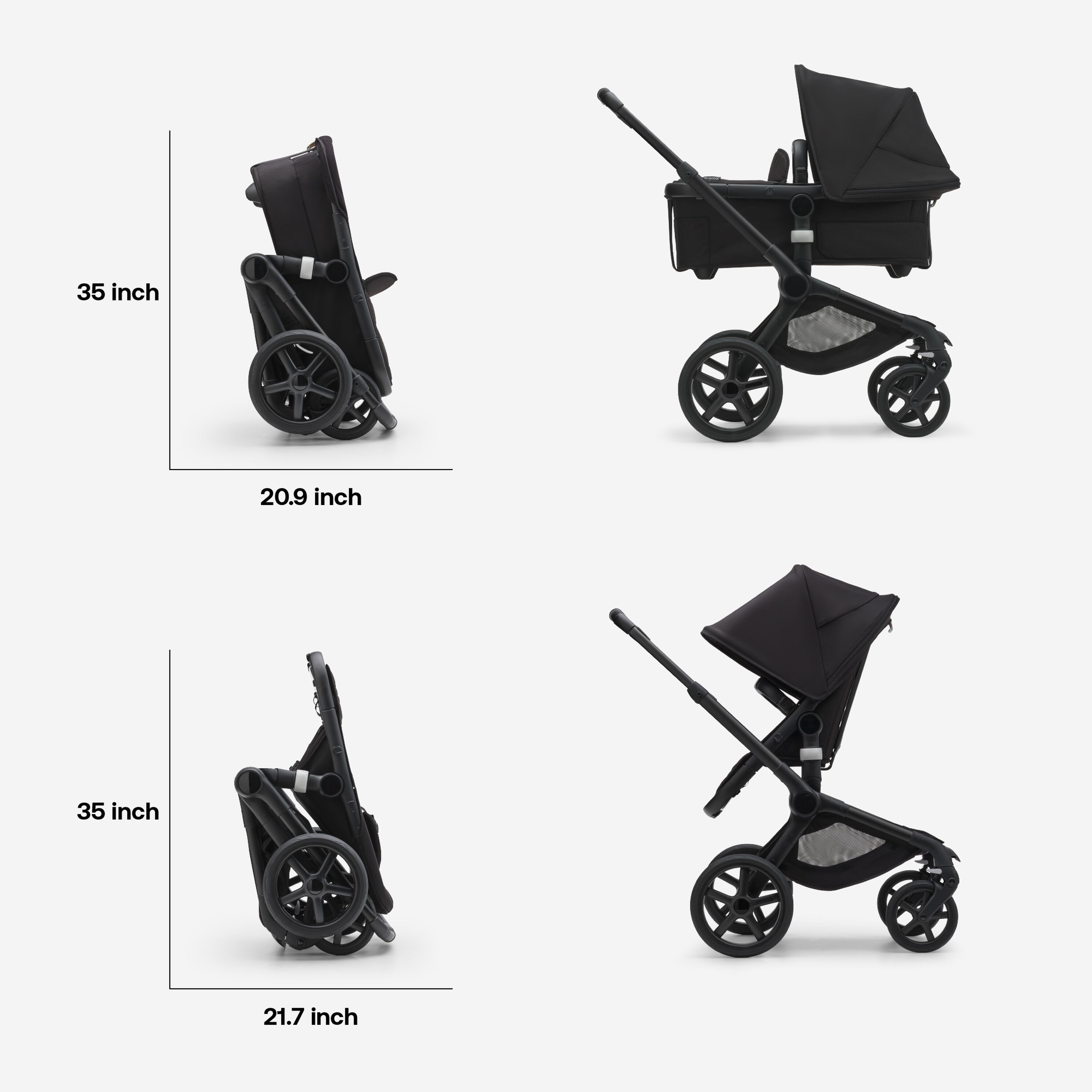 Bugaboo Fox 5 Grey Melange Детская коляска 2в1 Графитовая рама + Kапюшон Misty White