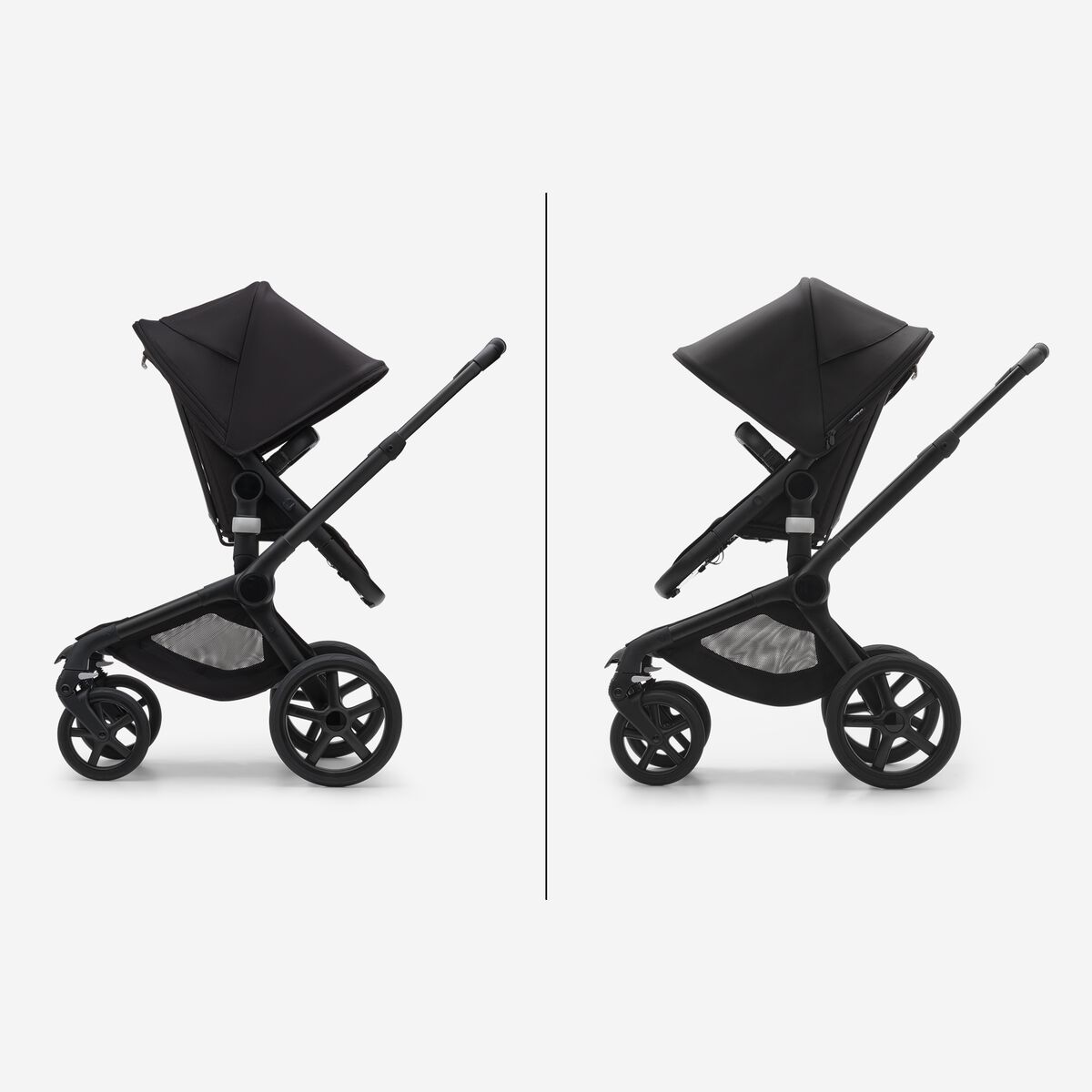 Bugaboo Fox 5 Grey Melange Детская коляска 2в1 Черная рама + Крыша Breezy Misty grey