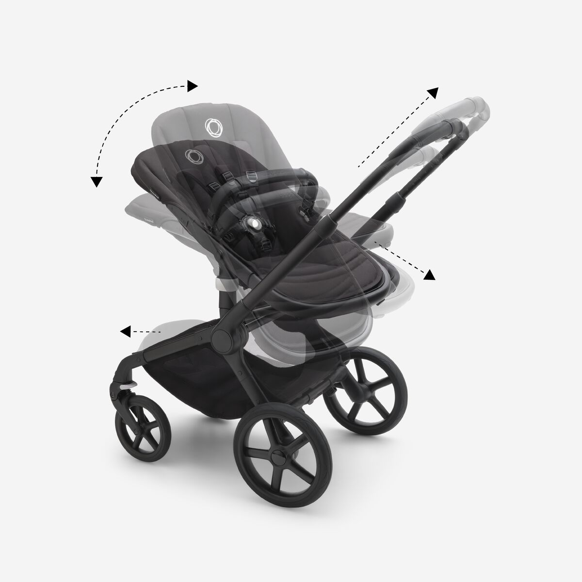 Bugaboo Fox 5 Grey Melange Детская коляска 2в1 Черная рама + Крыша Breezy Misty grey