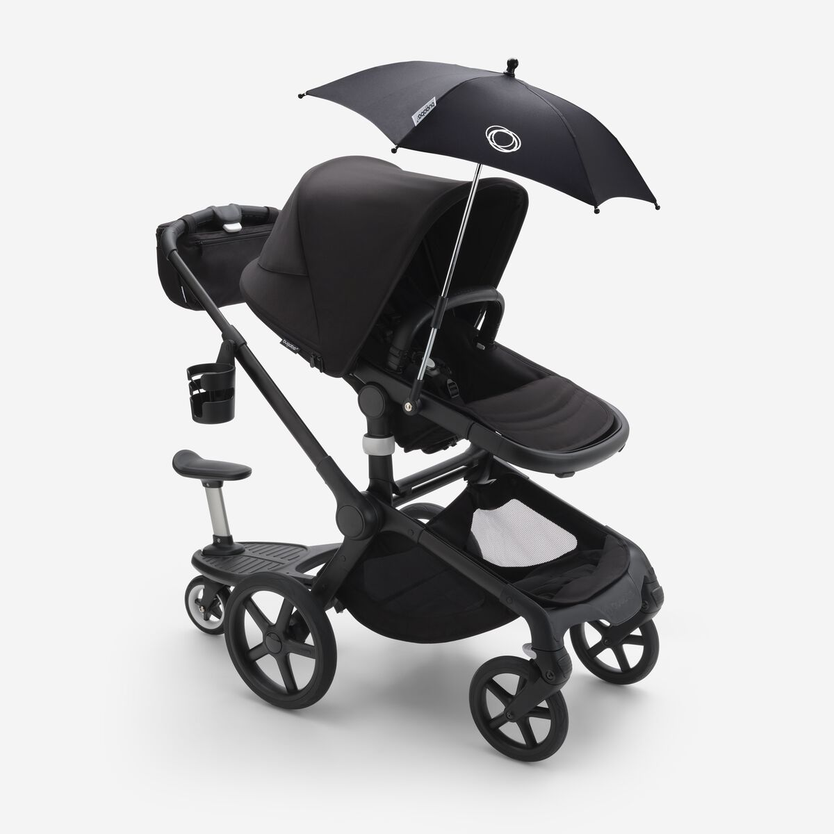 Bugaboo Fox 5 Grey Melange Детская коляска 2в1 Черная рама + Крыша Breezy Misty grey