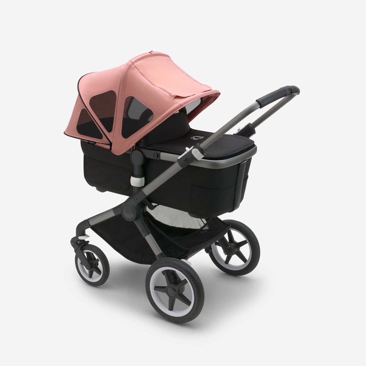 Bugaboo Fox 5 Grey Melange Детская коляска 2в1 Черная рама + Крыша Breezy Misty grey