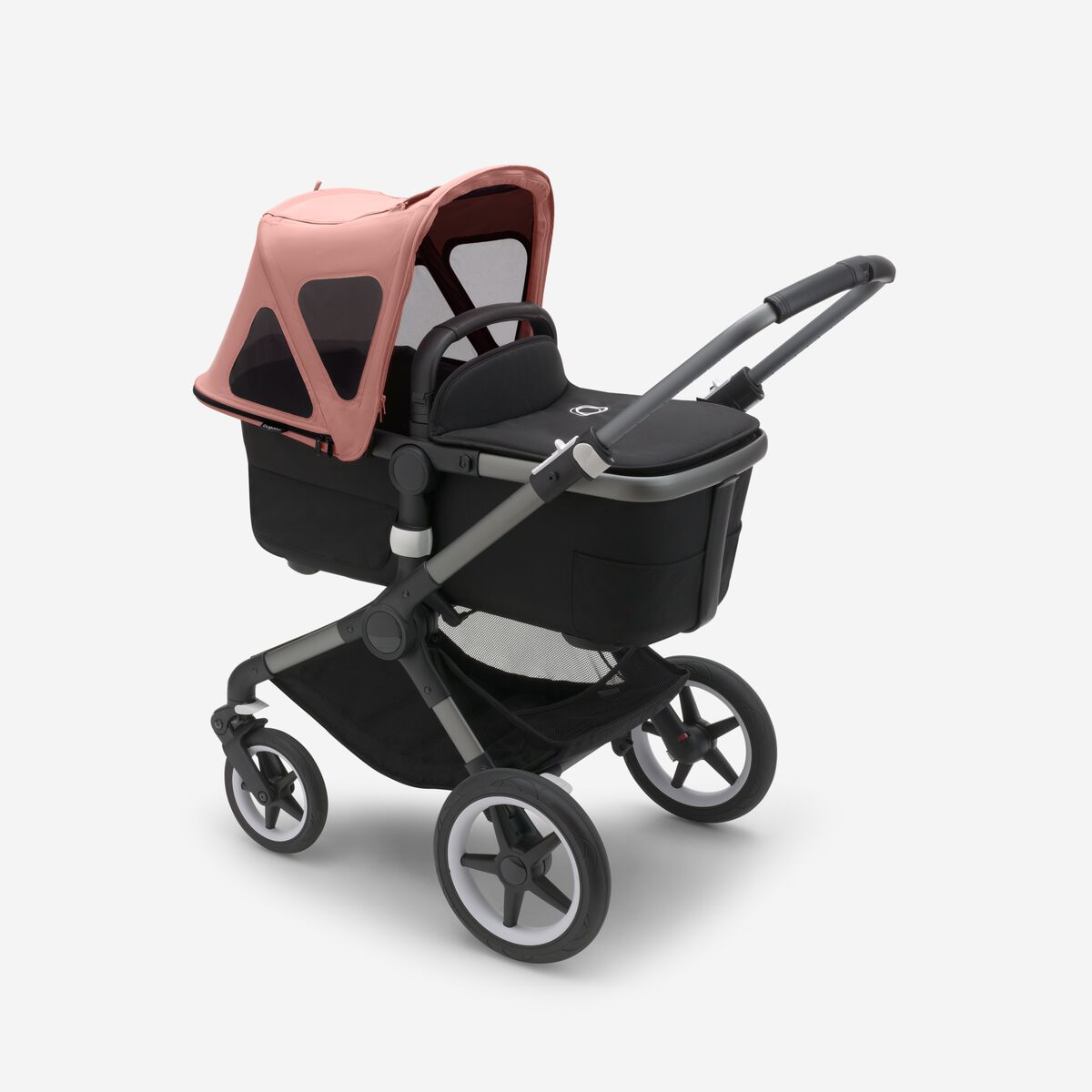 Bugaboo Fox 5 Grey Melange Детская коляска 2в1 Черная рама + Крыша Breezy Misty grey