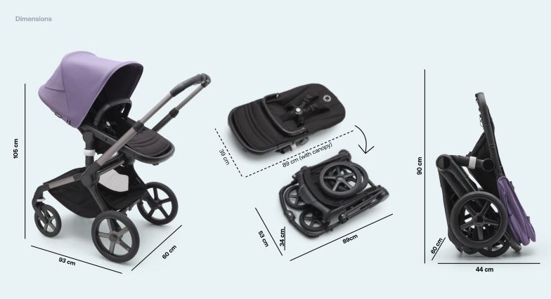 Bugaboo Fox 5 Grey Melange Детская коляска 2в1 Черная рама + Крыша Breezy Misty grey