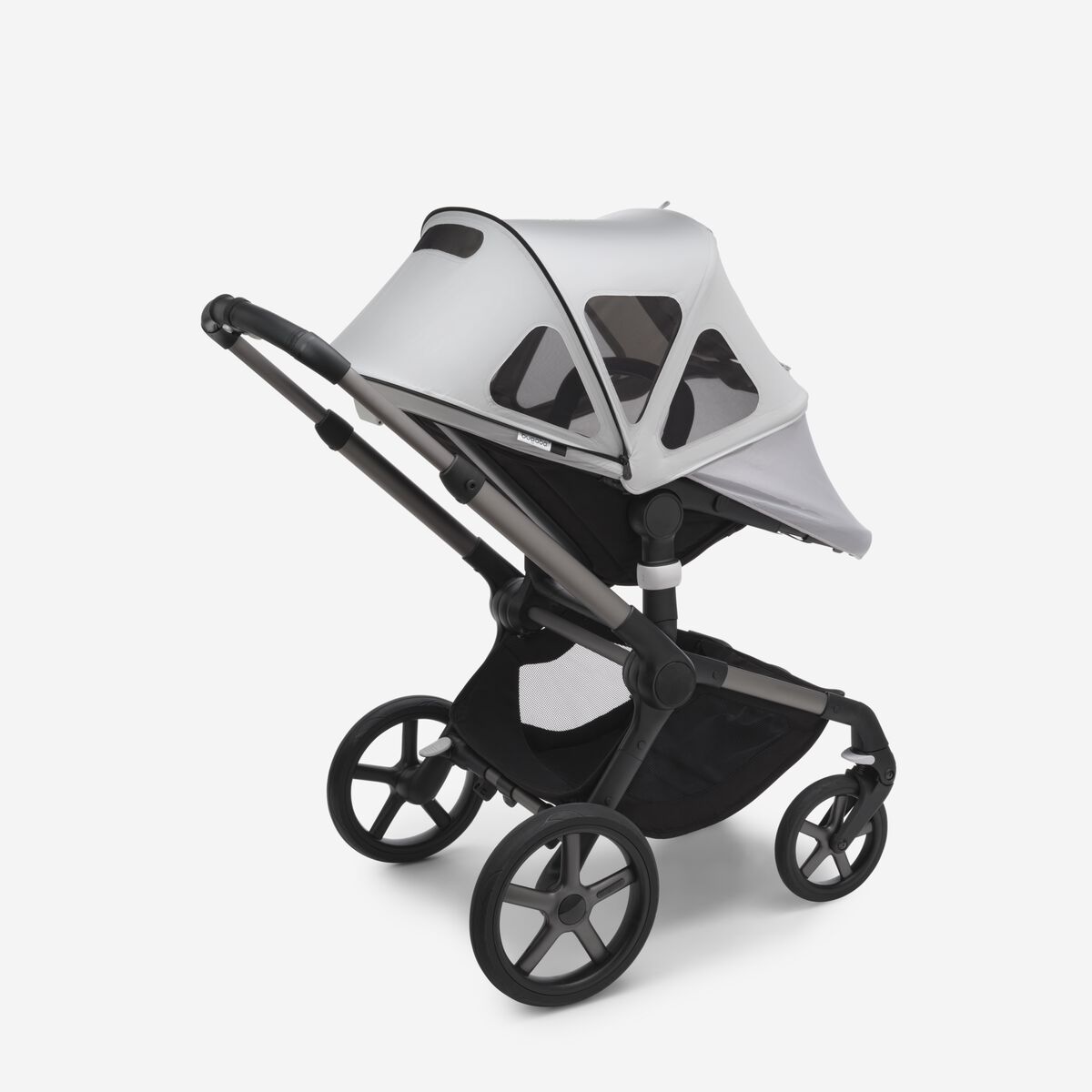 Bugaboo Fox 5 Grey Melange Детская коляска 2в1 Черная рама + Крыша Breezy Misty grey