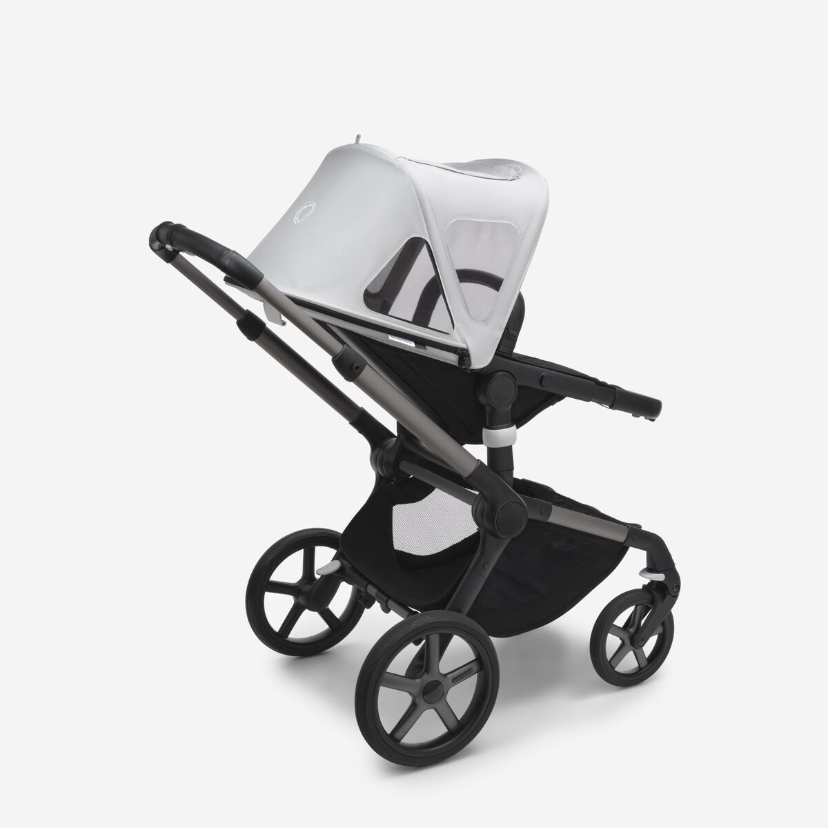 Bugaboo Fox 5 Grey Melange Детская коляска 2в1 Черная рама + Крыша Breezy Misty grey