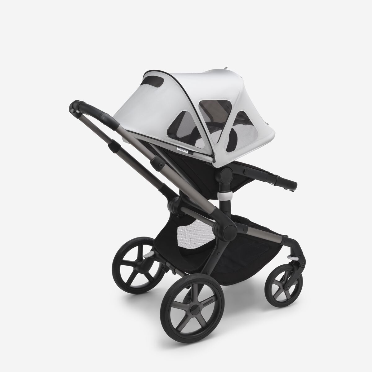 Bugaboo Fox 5 Grey Melange Детская коляска 2в1 Черная рама + Крыша Breezy Misty grey