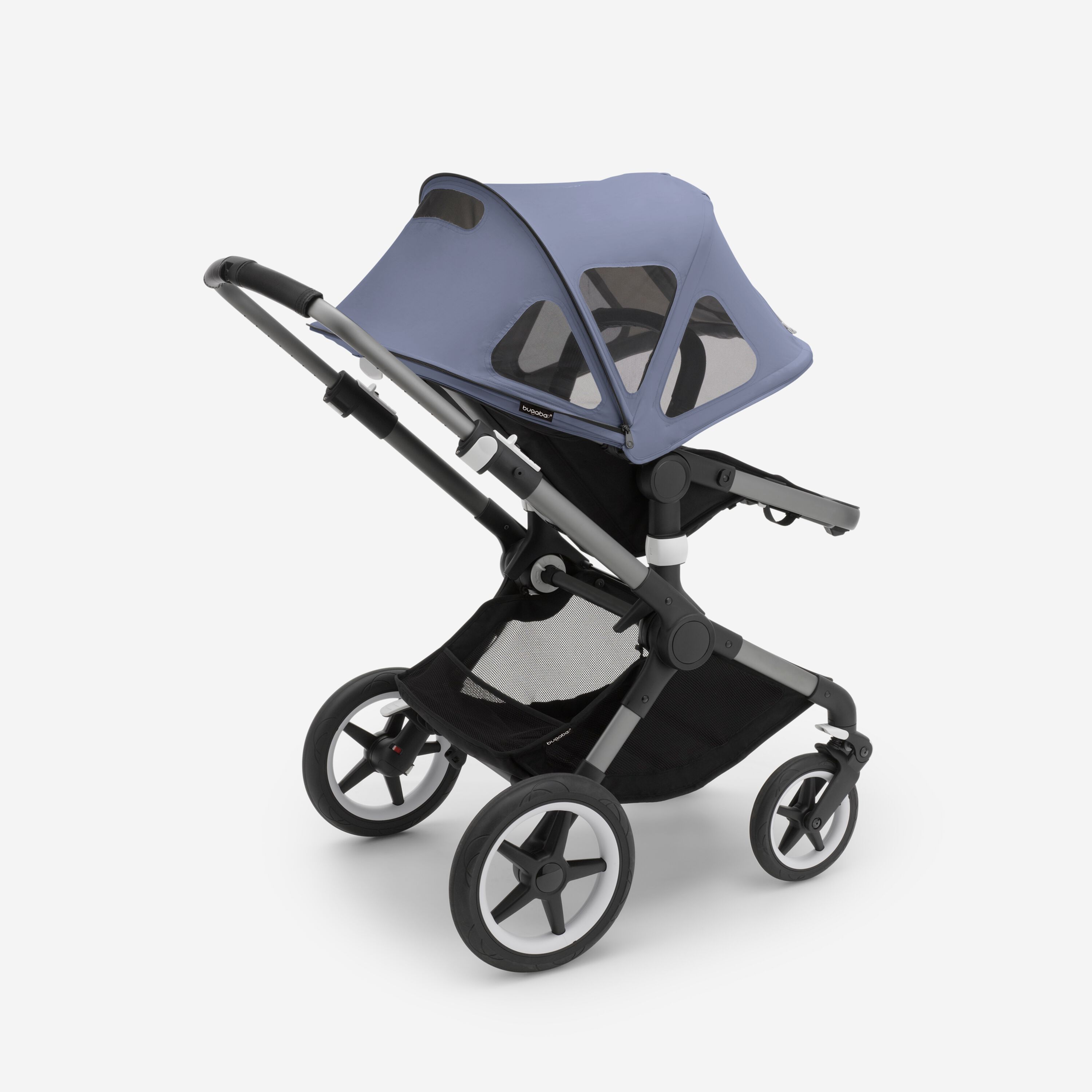 Bugaboo Fox 5 Grey Melange Детская коляска 2в1 Черная рама + Крыша Breezy Sandy Pink