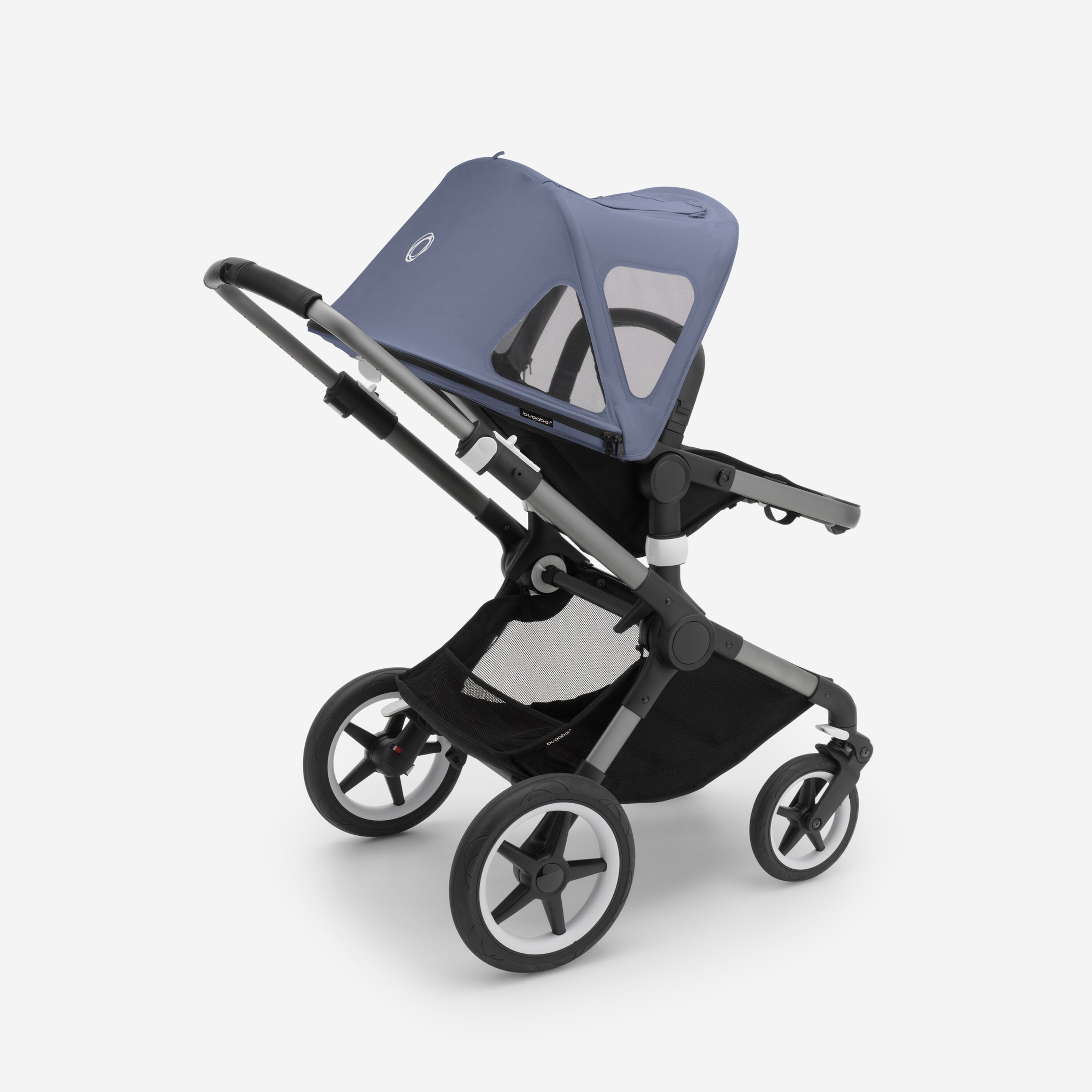 Bugaboo Fox 5 Grey Melange Детская коляска 2в1 Черная рама + Крыша Breezy Sandy Pink