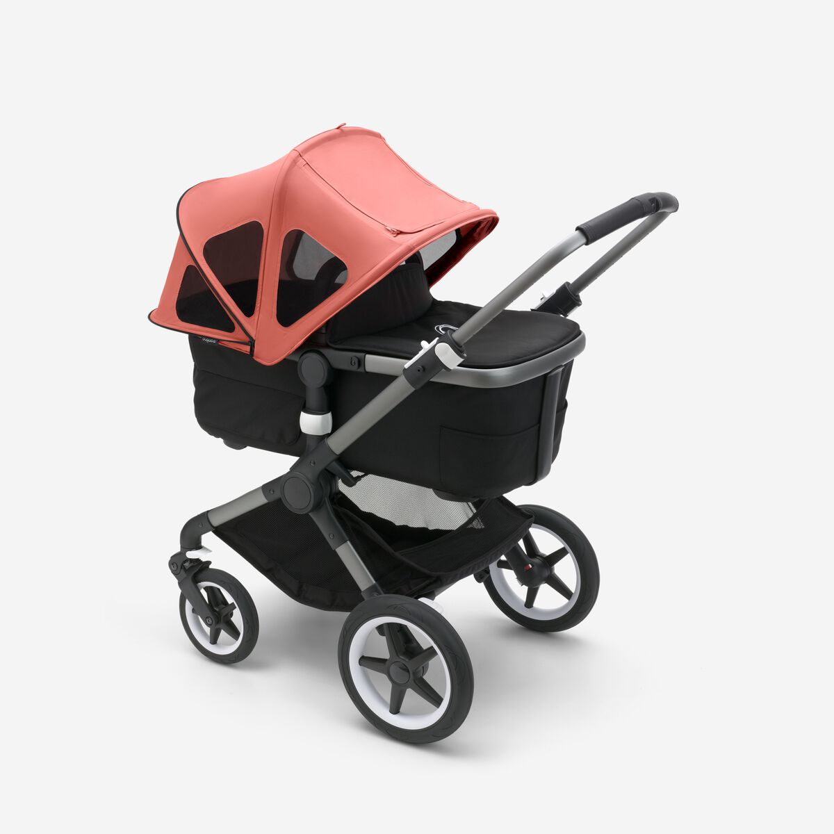 Bugaboo Fox 5 Grey Melange Детская коляска 2в1 Черная рама + Крыша Breezy Sunrise Red