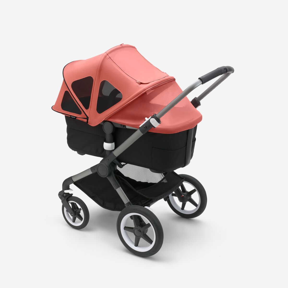 Bugaboo Fox 5 Grey Melange Детская коляска 2в1 Черная рама + Крыша Breezy Sunrise Red