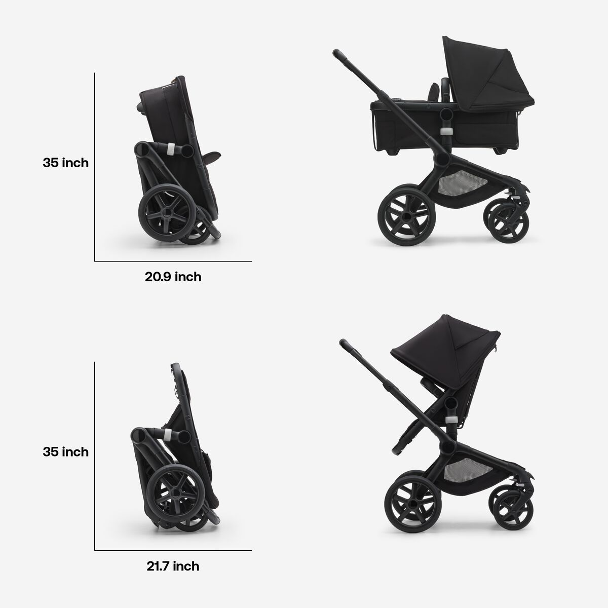 Bugaboo Fox 5 Grey Melange Детская коляска 2в1 Black Pама + Kапюшон Черный