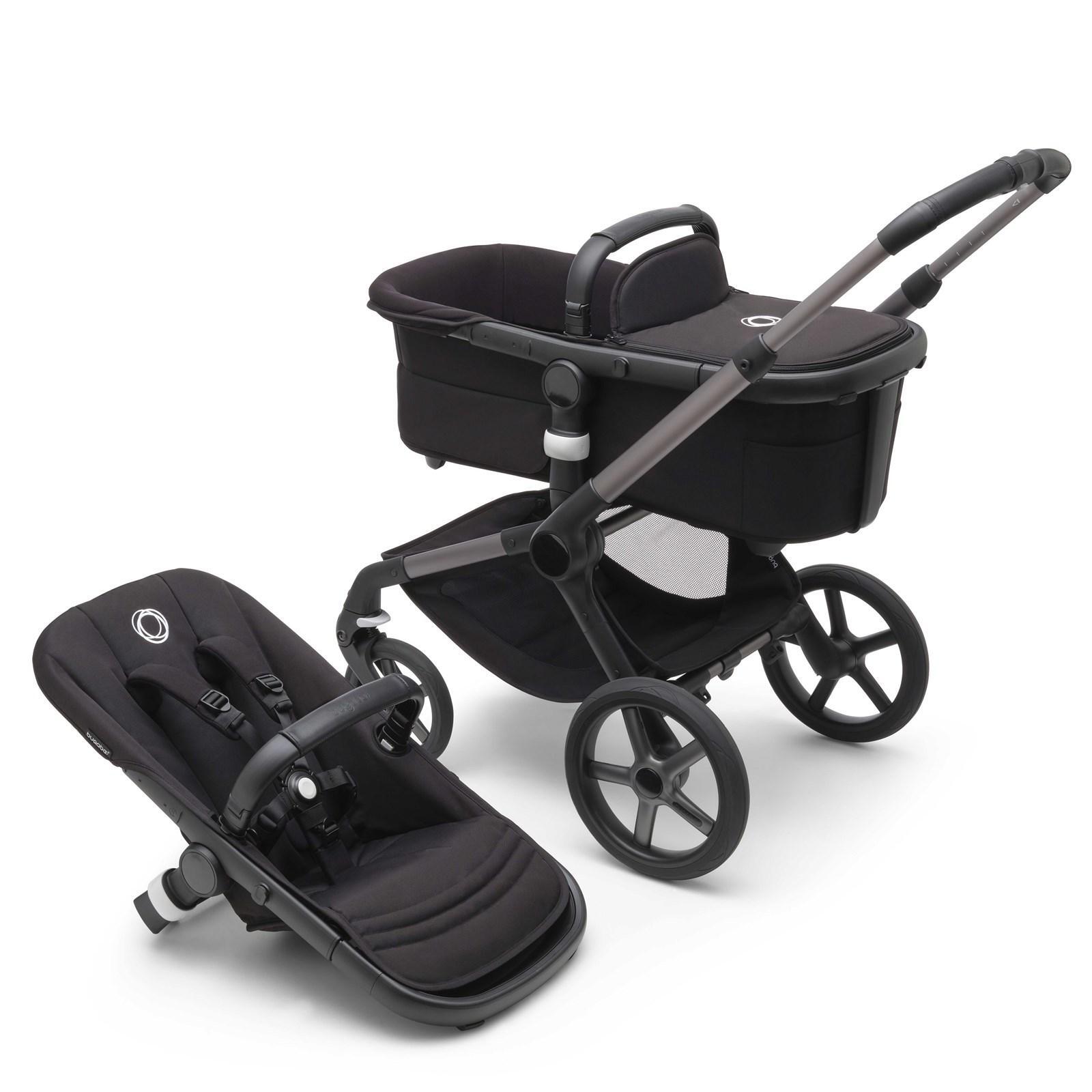 Bugaboo Fox 5 Midnight black Детская коляска 2в1 Графитовая рама + Kапюшон Breezy V2 Morning Pink