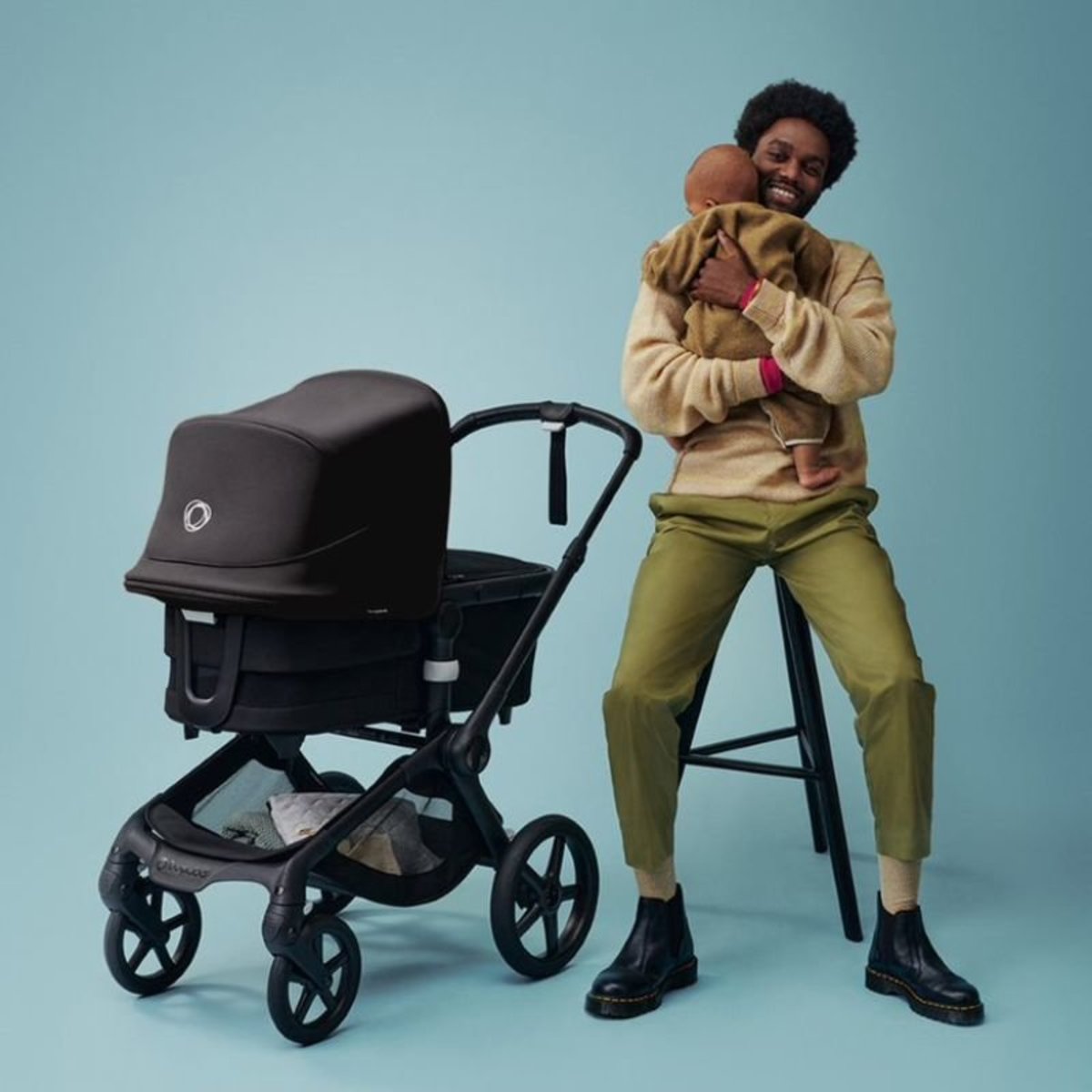 Bugaboo Fox 5 Midnight black Детская коляска 2в1 Графитовая рама + Kапюшон Breezy V2 Morning Pink