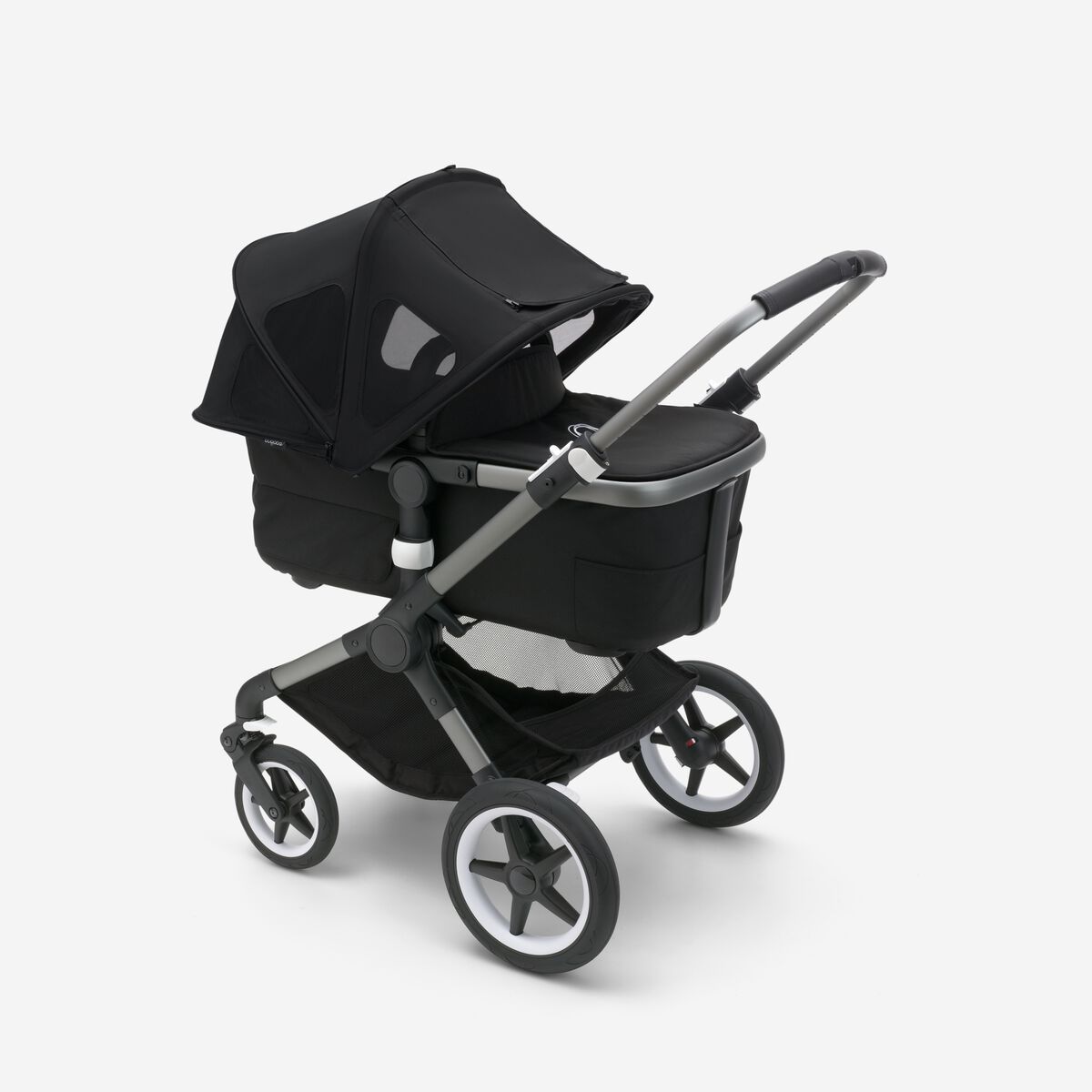 Bugaboo Fox 5 Midnight black Детская коляска 2в1 Черная рама + Крыша Breezy Misty Grey