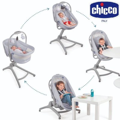 Chicco Baby Hug Air 4in1 Dark Grey Bērnu šūpuļkrēsliņš-Gulta