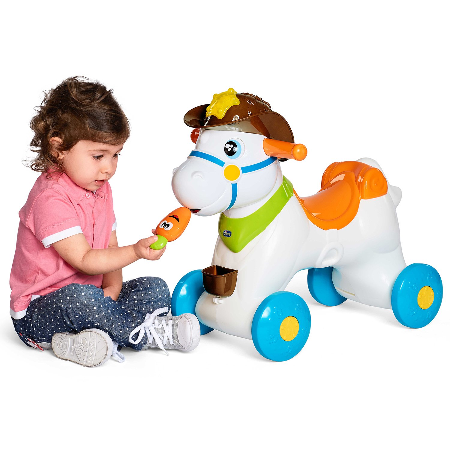 Chicco Baby Rodeo Boy лошадка-качалка с колесиками 2в1