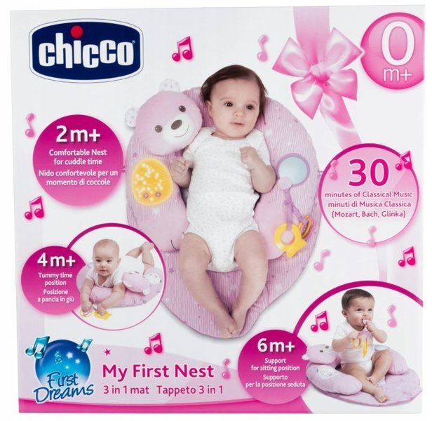 Chicco FIRST DREAMS Pink Ligzdiņa — Paklājs + Spilvens — Pakaviņš