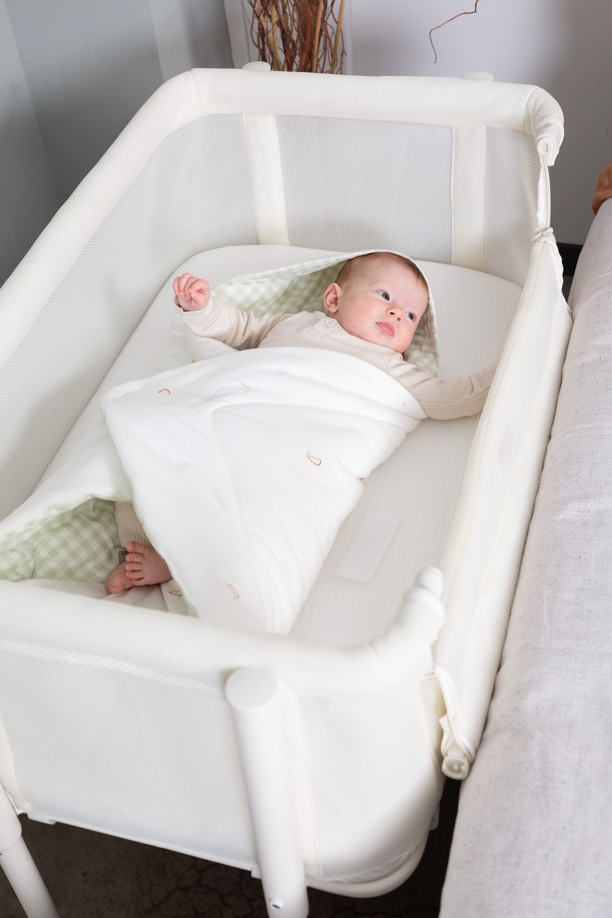 Childhome Evolux Cosleeper 2in1 White Natural Bērnu Gulta Šūpulis ar nolaižamu malu