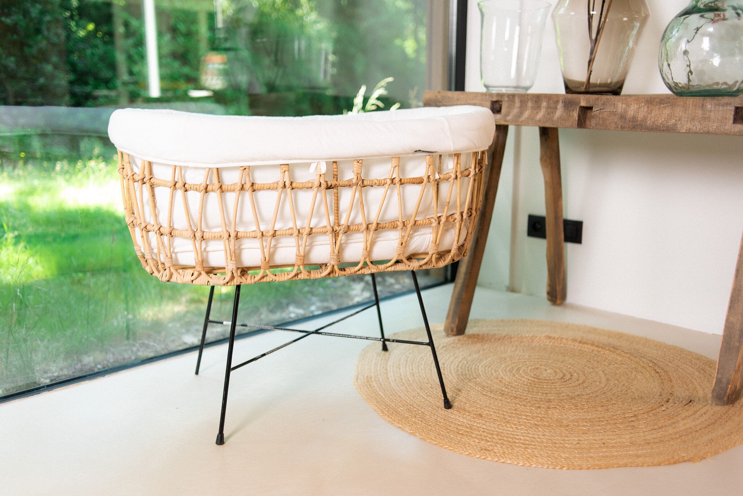 Childhome Rattan Ecru White Natural Bērnu Šūpulis Pīts