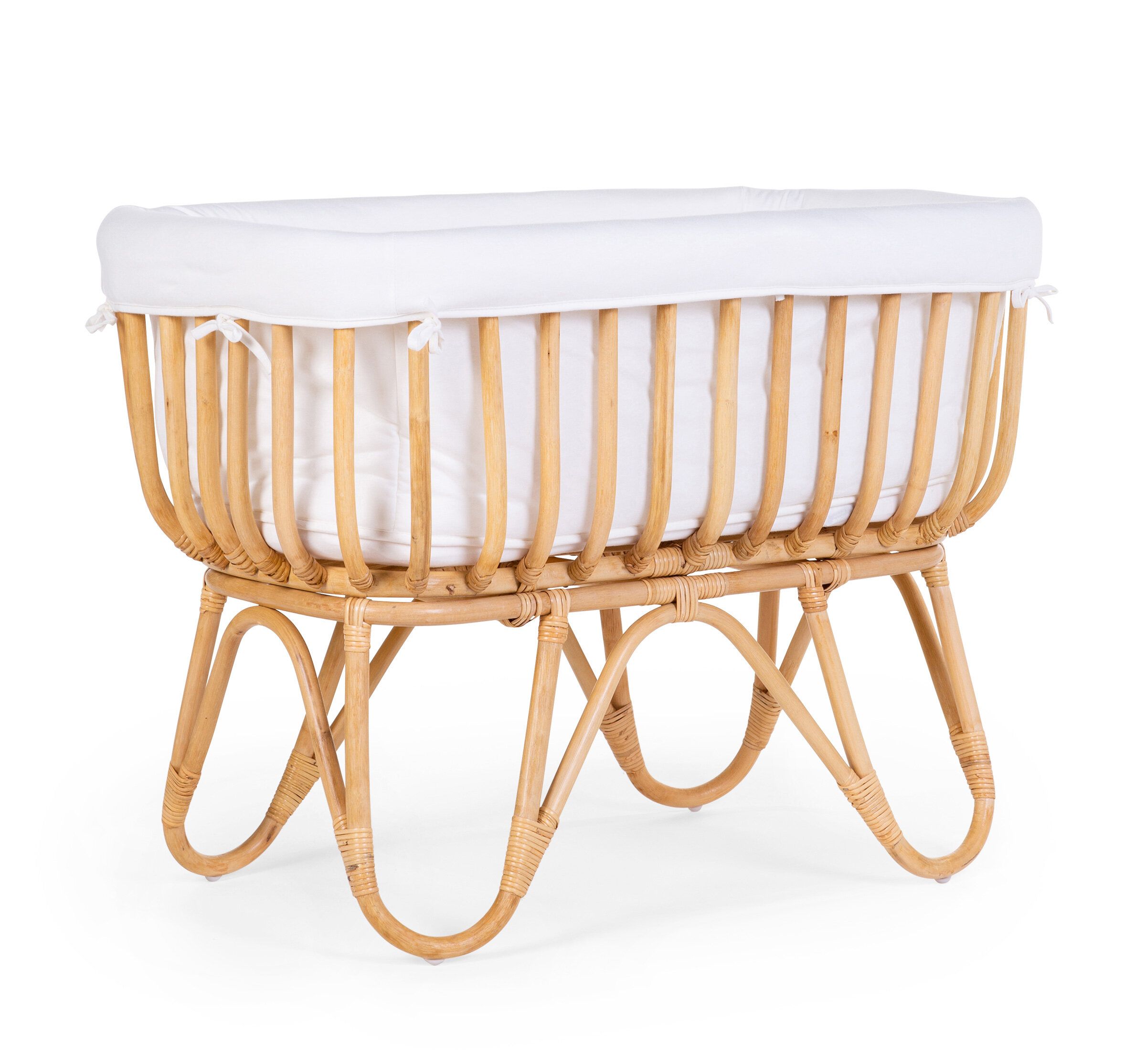 Childhome Rattan Rectangular White Natural Kолыбель Плетеная